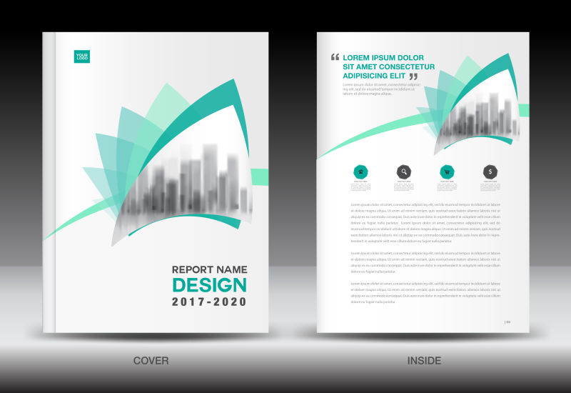 抽象矢量现代绿色商业年度报告封面设计