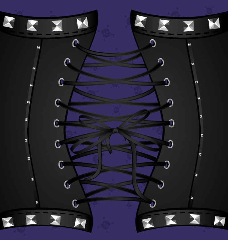 矢量黑色皮质紧身胸衣插图
