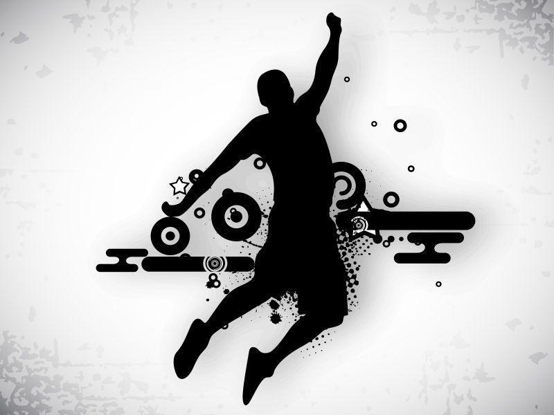 抽象篮球运动员剪影矢量设计