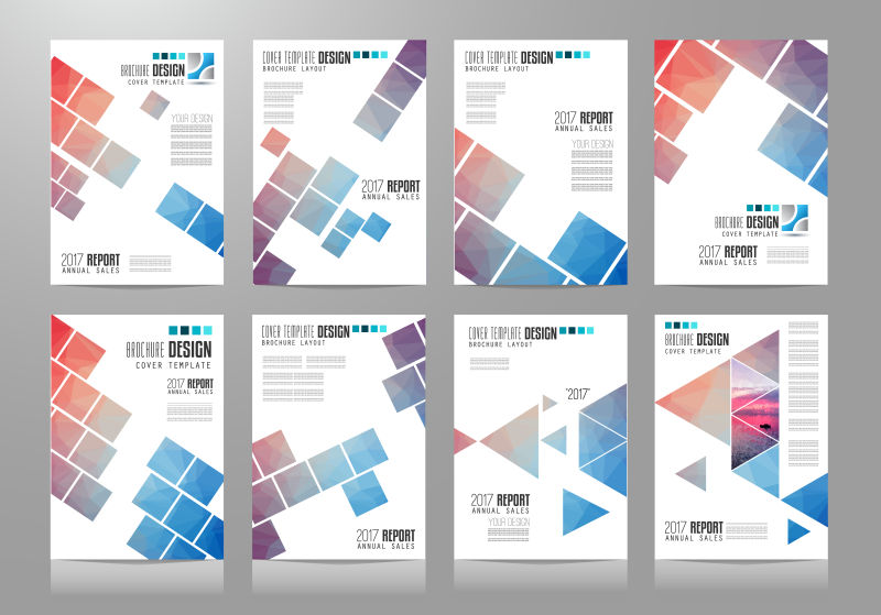 现代简约几何图形渐变色宣传册色设计矢量图