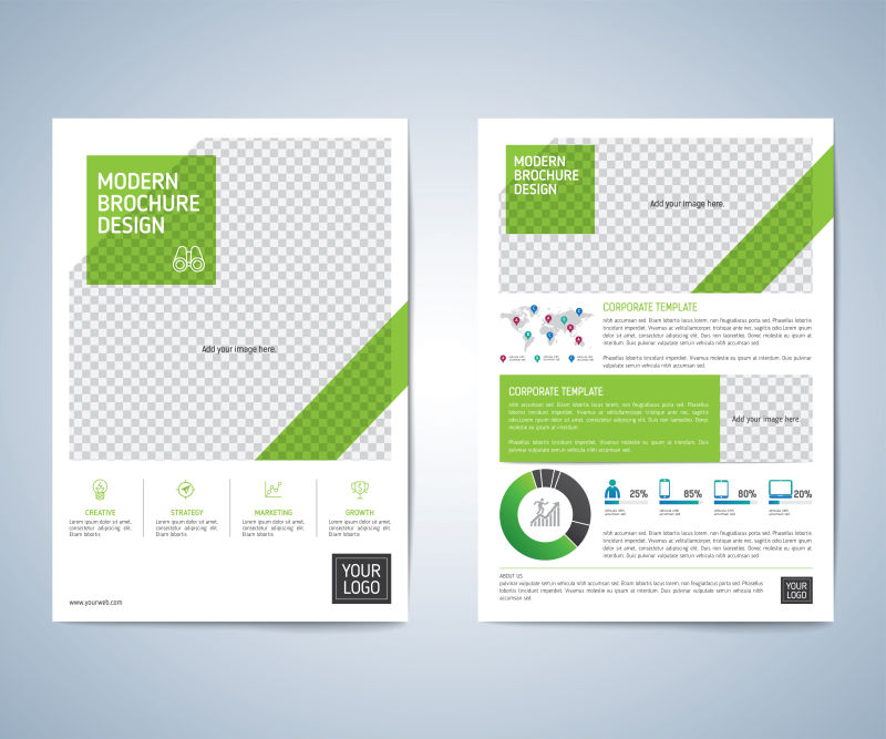 绿色创意宣传册设计矢量图