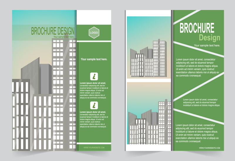 创意矢量绿色主题都市商业宣传册设计