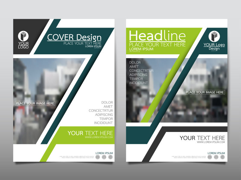 街头风景背景创意宣传册设计矢量图