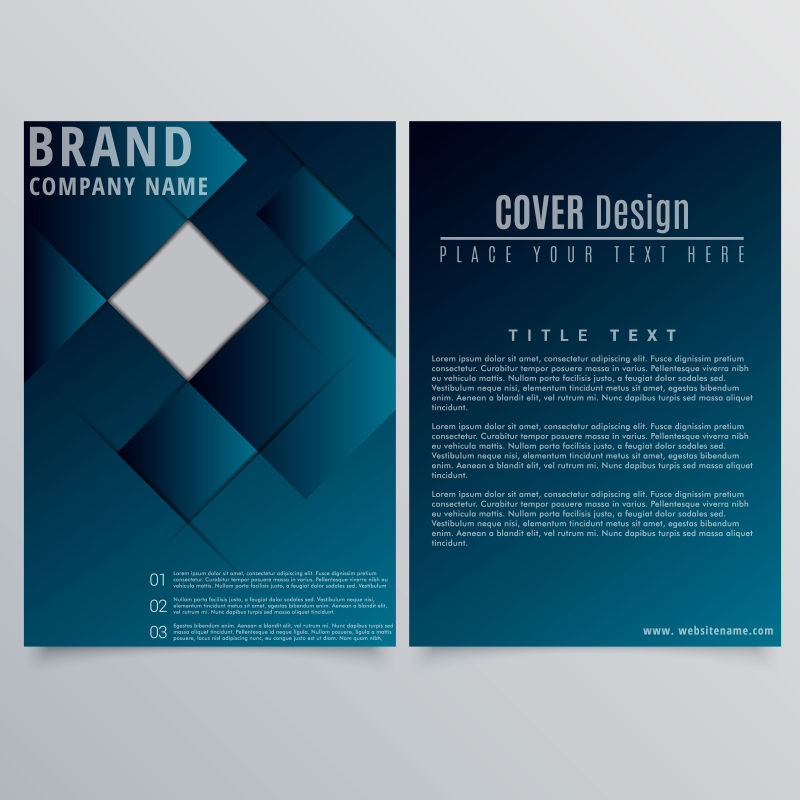 现代几何方块深蓝背景宣传册设计矢量图