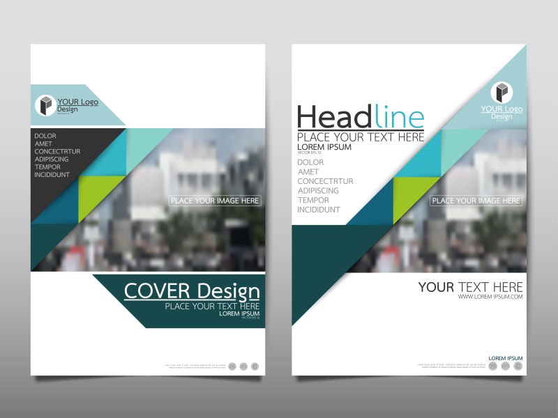 街头背景几何色彩宣传册设计矢量图