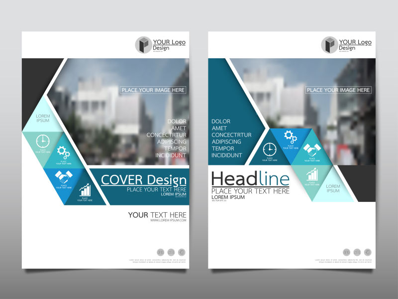 城市街头背景宣传册设计矢量图