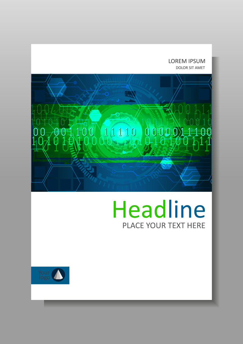 矢量现代蓝绿抽象宣传册设计