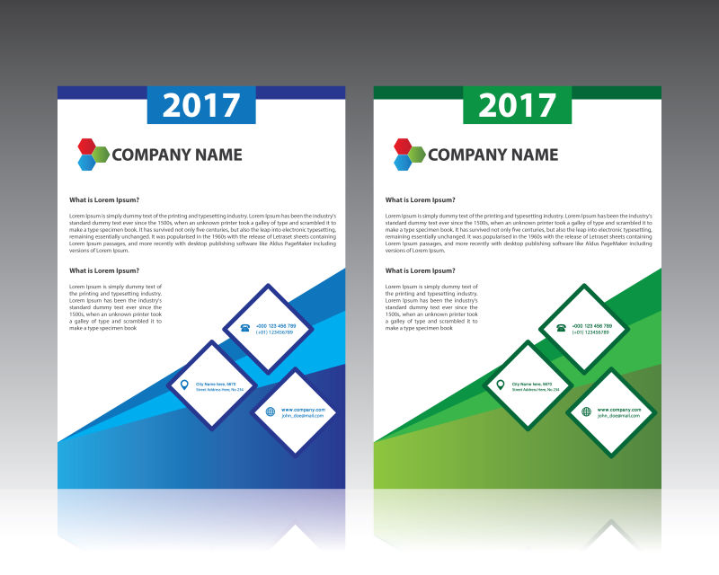 抽象蓝绿色宣传册设计矢量图