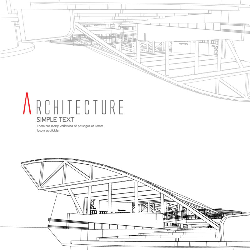 简约建筑设计蓝图矢量插图