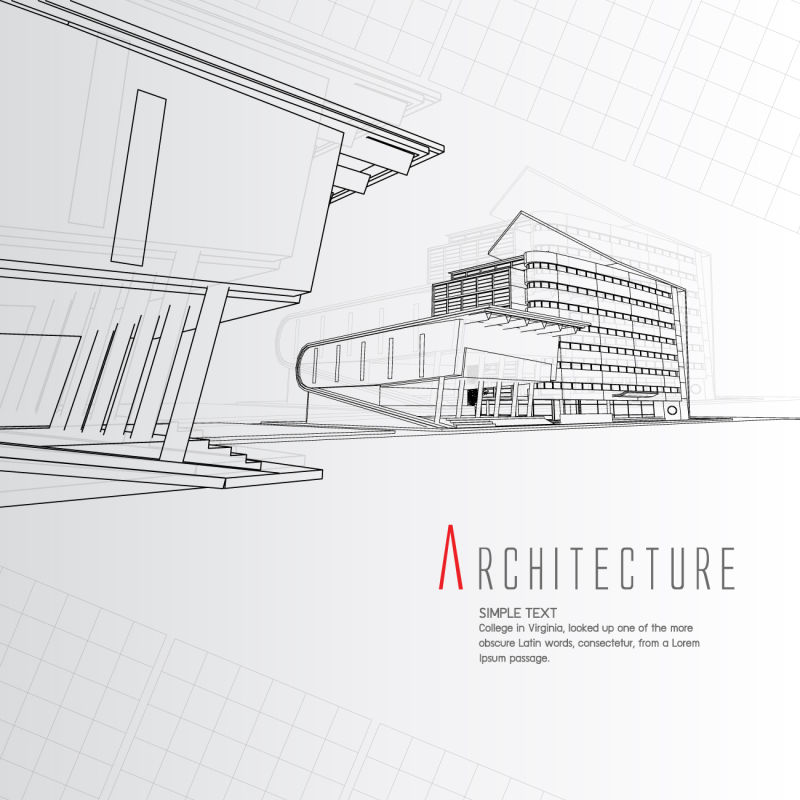 创意矢量建筑主题蓝图