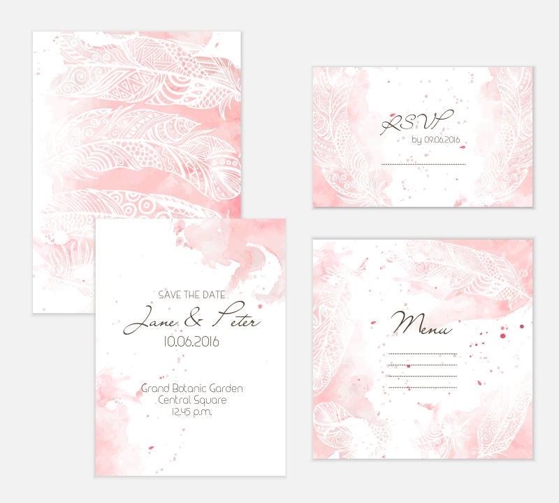 创意矢量粉色花卉元素卡片设计