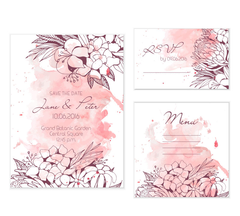 创意矢量粉色桃花装饰卡片设计