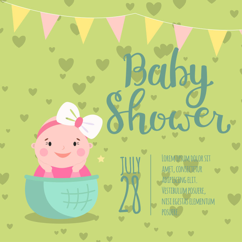 矢量的精美婴儿沐浴卡