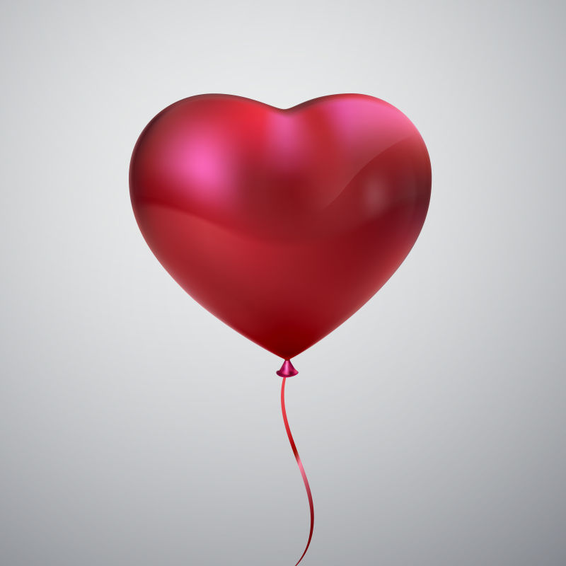 矢量飞行浪漫红色气球心