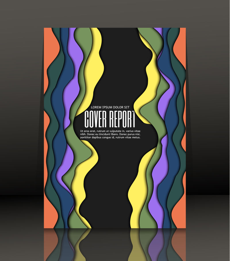 矢量条纹图案书刊封面设计