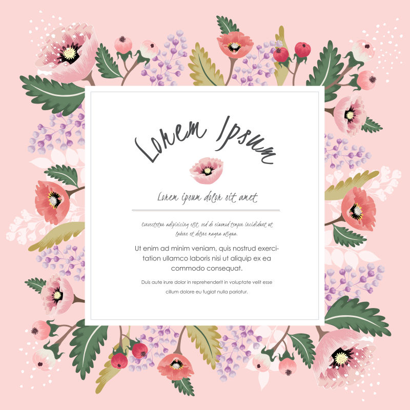 矢量花朵边框设计的请帖