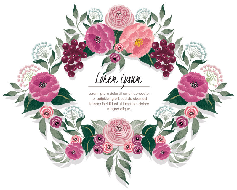 矢量花朵边框的请帖设计