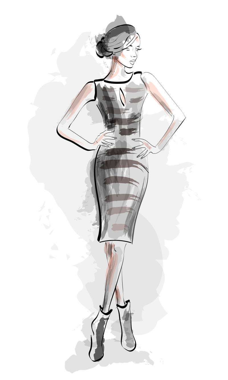 矢量时装美女插图