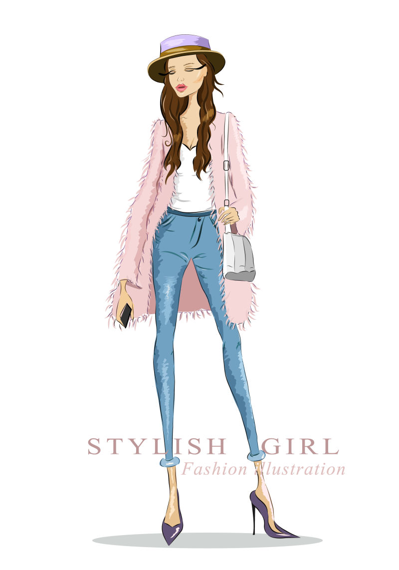 矢量时装素描美女