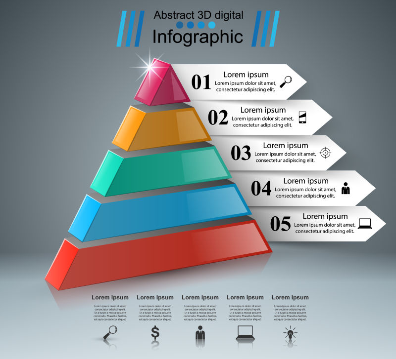 创意矢量现代商业三维三角元素信息图表