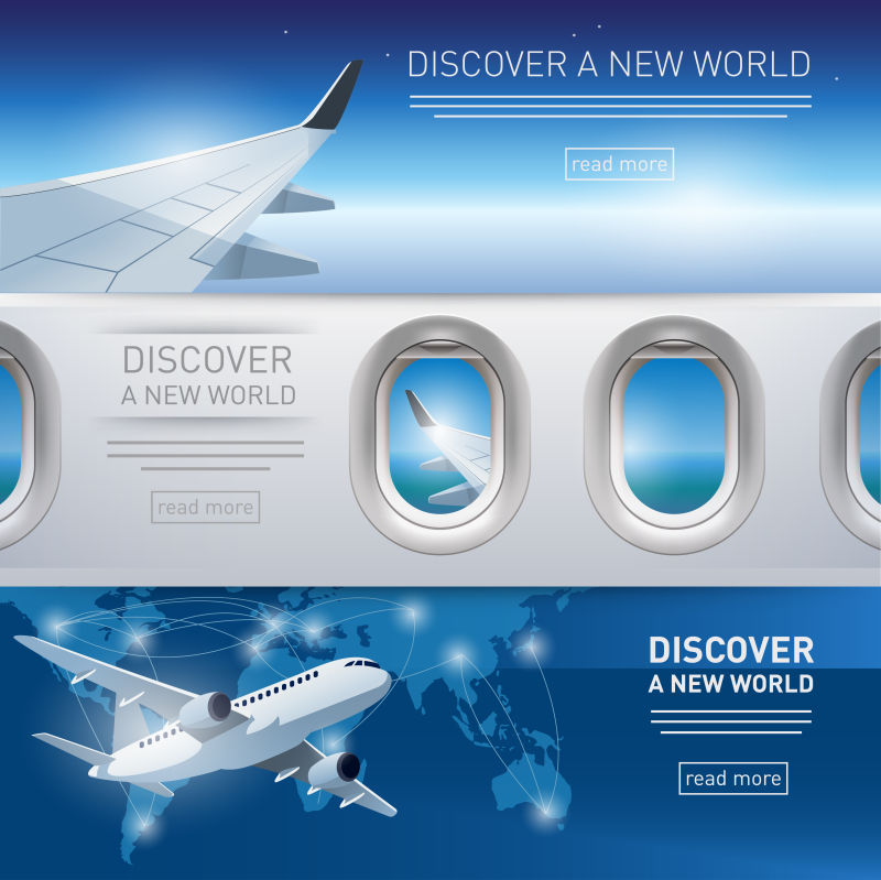航空旅行海报矢量设计
