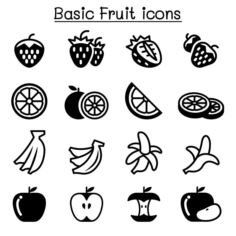 抽象矢量黑色水果图标设计