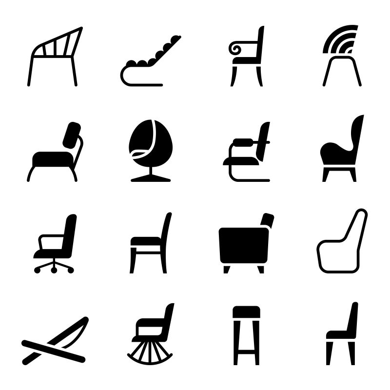 创意矢量各种椅子的图标设计
