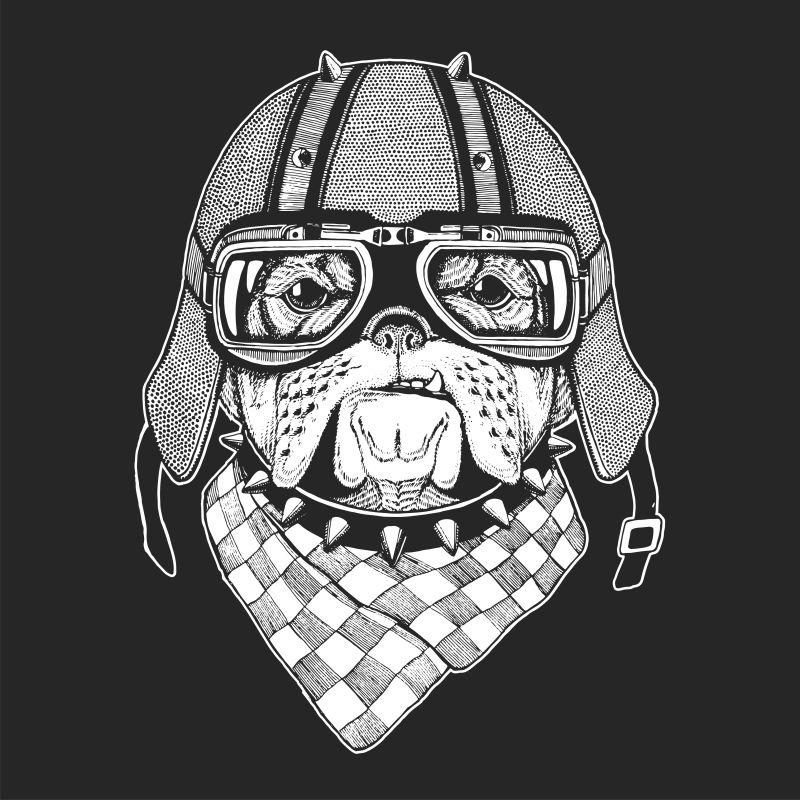 矢量手绘狗T恤图案设计