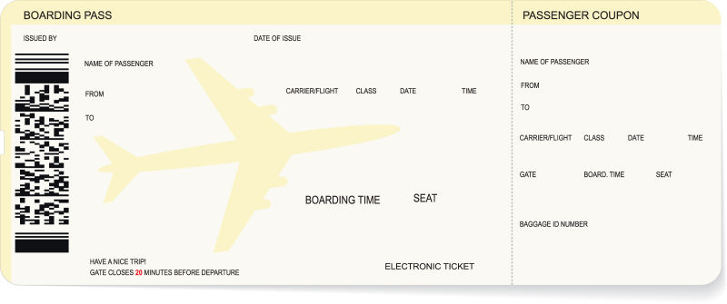 商务旅行登机牌矢量图