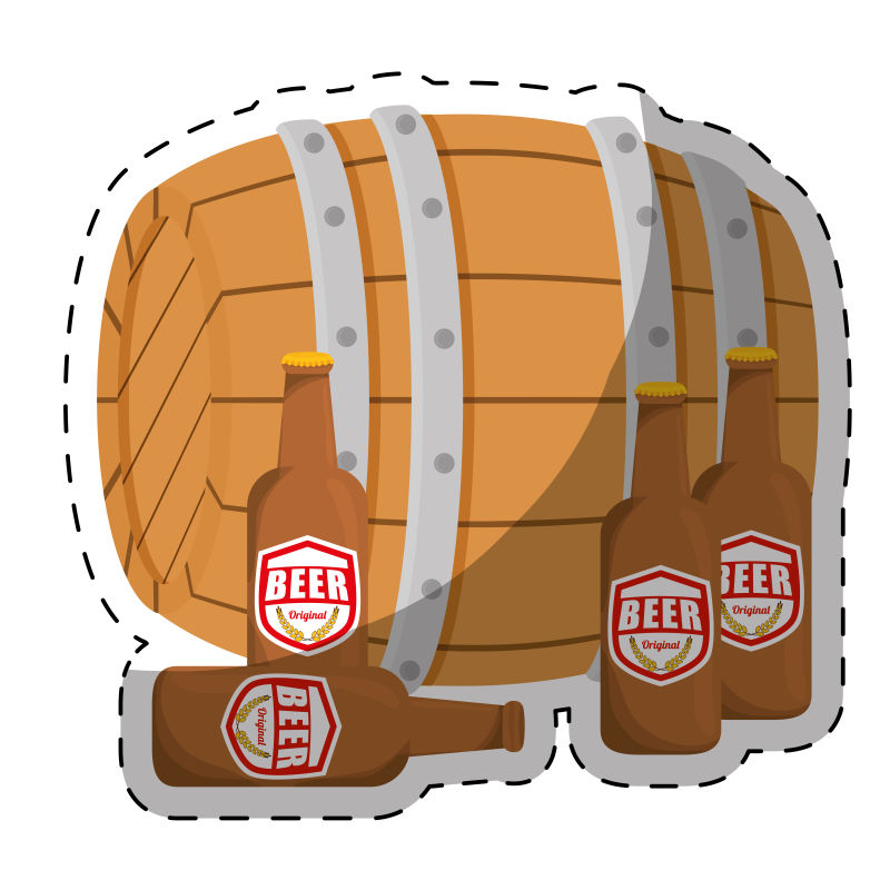 矢量设计啤酒桶和瓶子