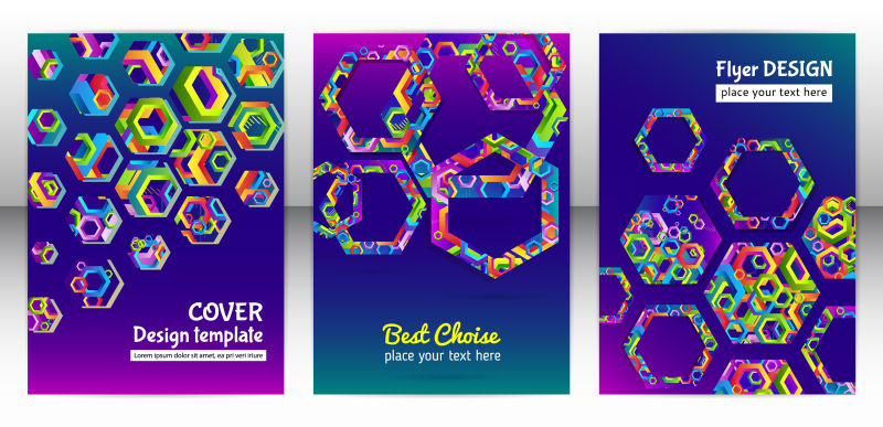 几何六边形的小册子背景矢量设计