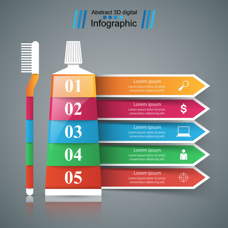 创意矢量牙膏元素的信息图表设计