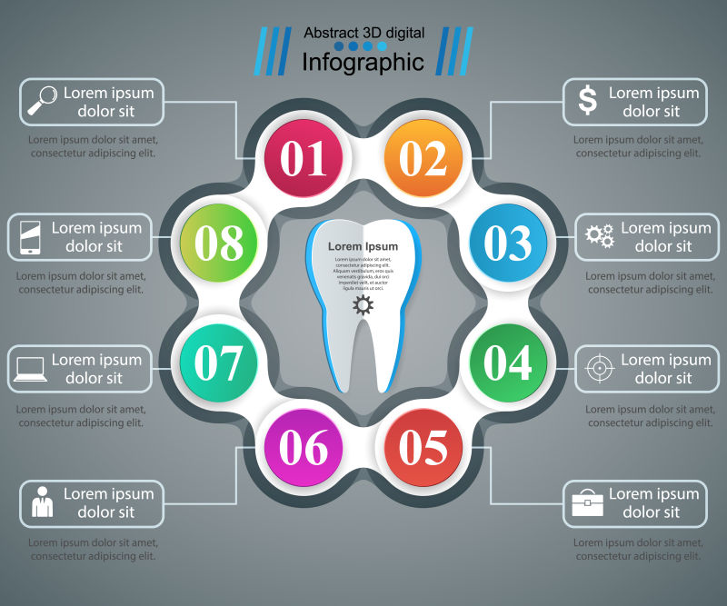 创意矢量护牙主题的商业信息图表设计