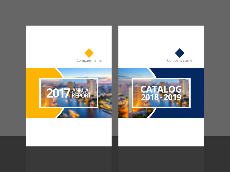 简约的城市风景背景宣传册设计矢量图