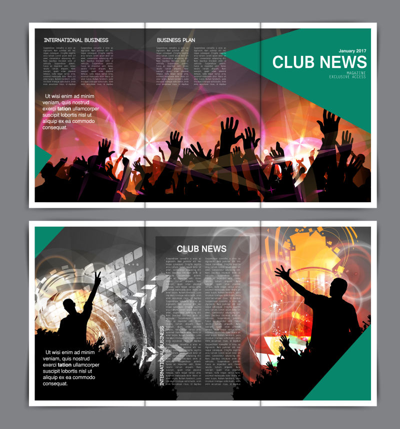 创意色彩的商业宣传三折小册子设计矢量