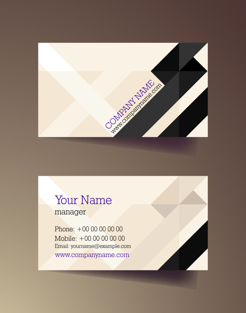 黑暗的背景下设置水平优雅的抽象名片矢量