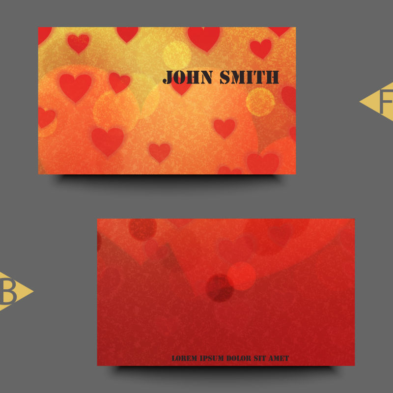 具有爱心背景的名片矢量