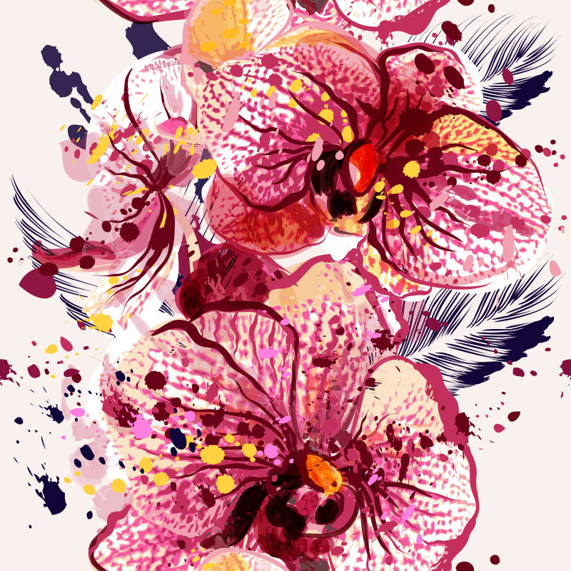 创意矢量热带花卉装饰设计插图