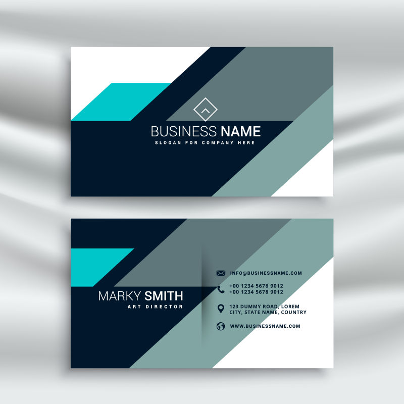 现代造型蓝色名片矢量插图