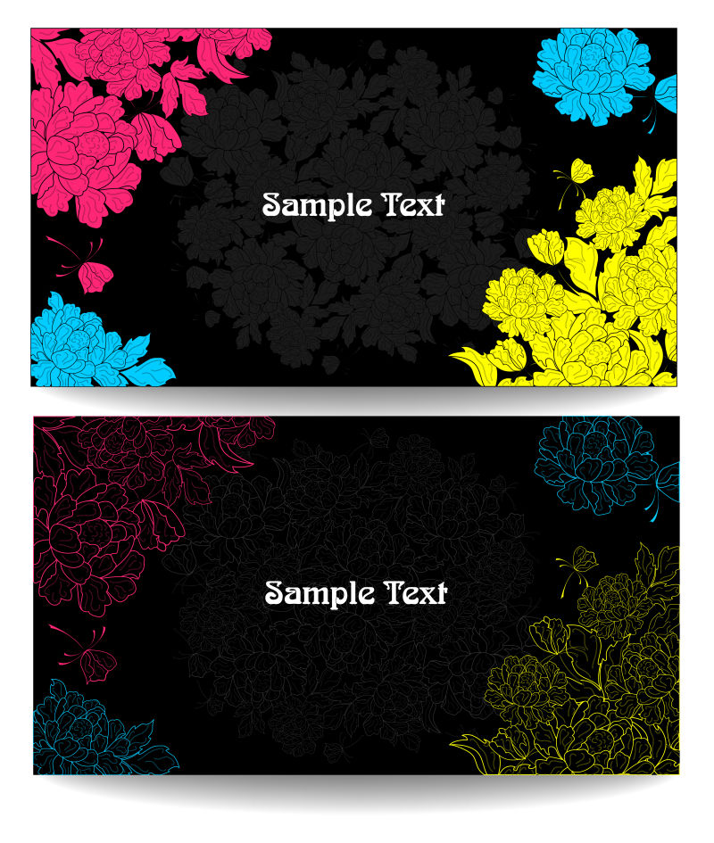 创意美丽花卉元素的名片设计