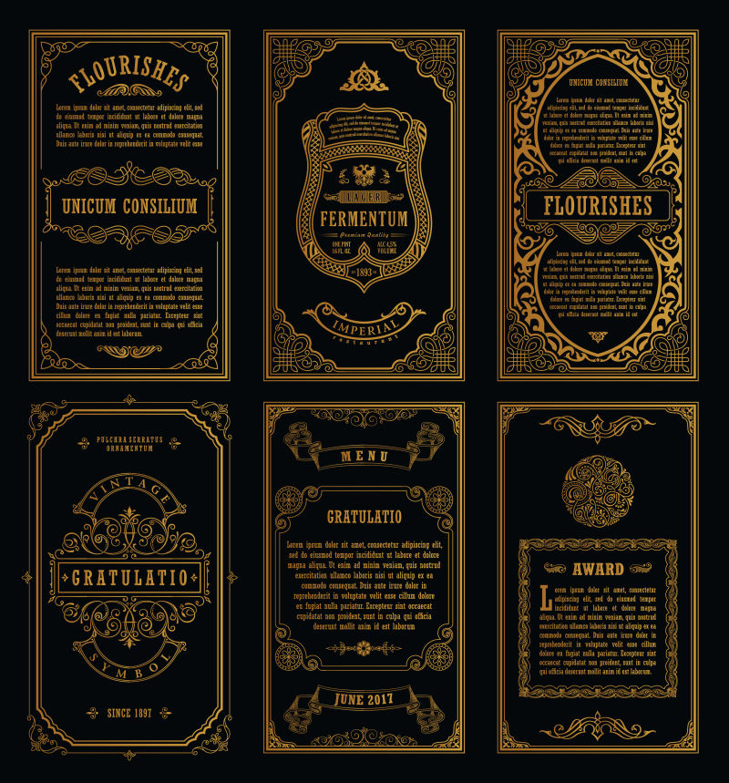 矢量的复古风格婚礼贺卡