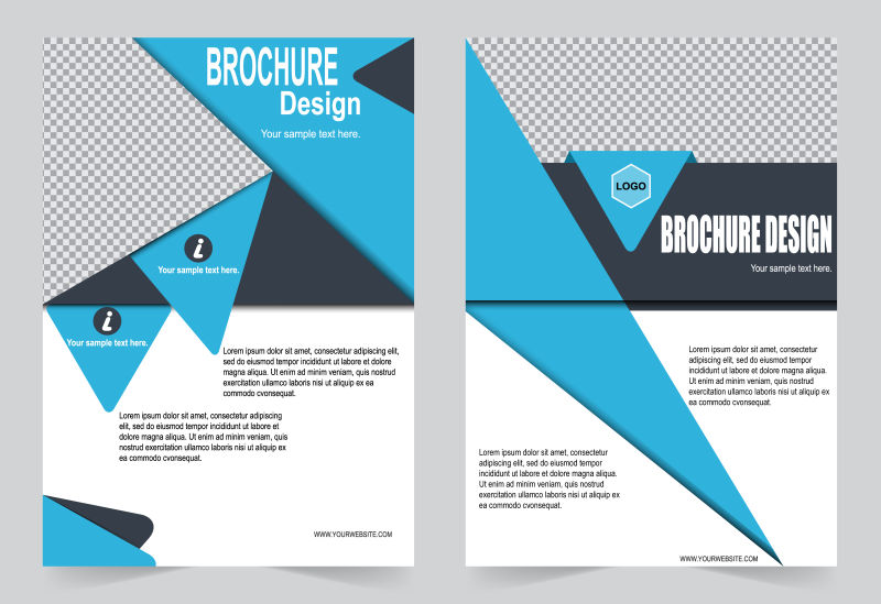 创意矢量蓝色三角元素的宣传册封面设计