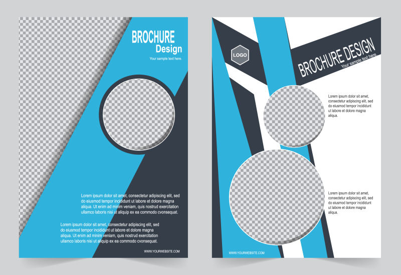 抽象矢量现代蓝色几何布局的商业宣传册封面设计
