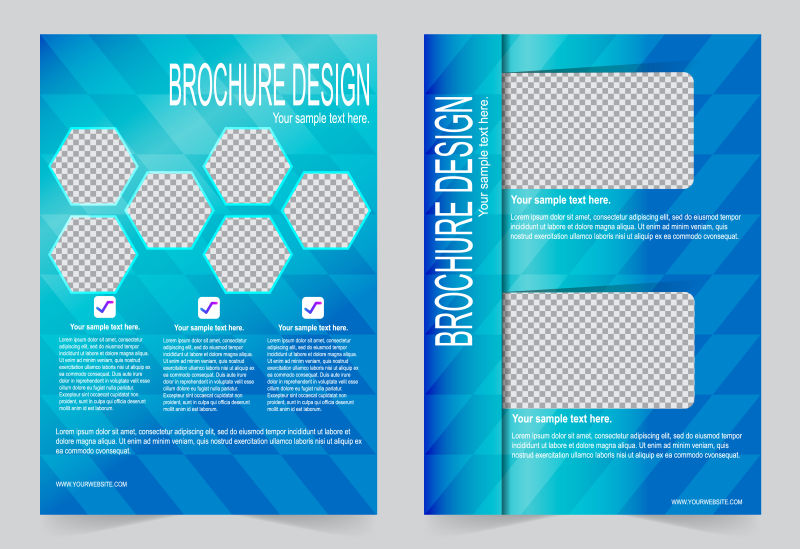 矢量蓝色几何纹理的宣传册封面设计