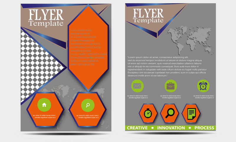 抽象矢量几何元素的平面宣传单设计