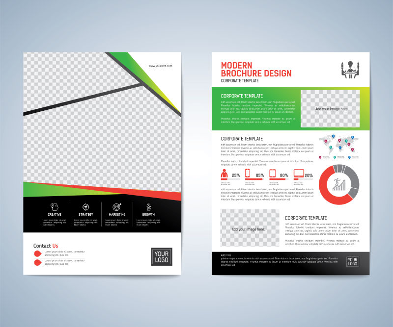 创意矢量绿色主题的商业宣传册平面设计