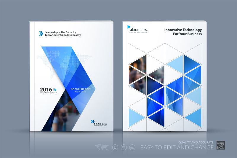 矢量蓝色几何元素的宣传单设计