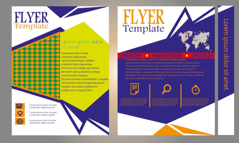 抽象矢量黄紫色宣传单平面设计