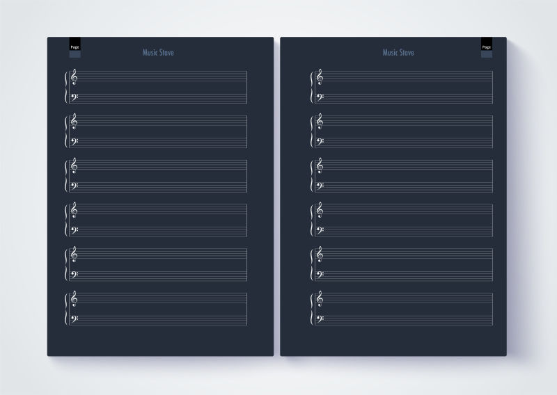 空白音乐笔记页矢量插图