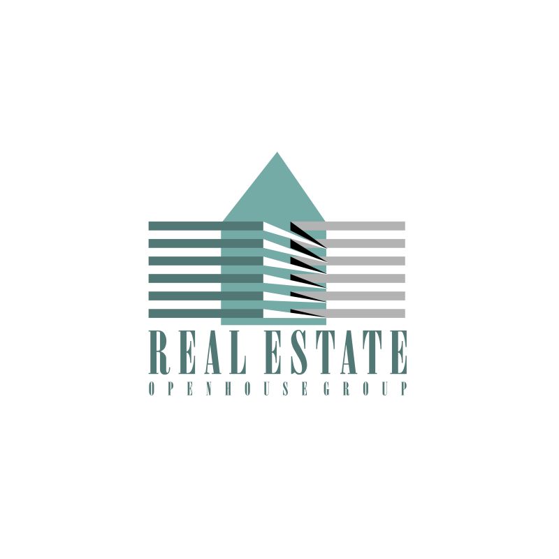 抽象矢量彩色建筑标志设计